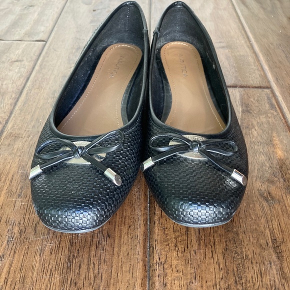 Nautica Classic Woven Ballet Flat Loafer Black Bow Sz 8 Classic Workwear - Picture 5 of 10